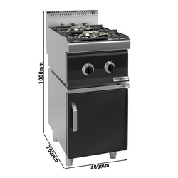 Fogão a gás - 2 queimadores (10 kW) com chama piloto incl. quadro de base