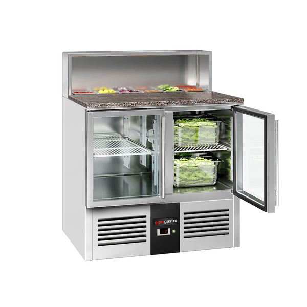 Geladeira Saladete / Pizza Refrigerada PREMIUM - 0,9 x 0,7 m - 2 portas de vidro