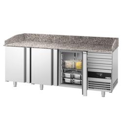 Pizzawerkbank PREMIUM - 2150x800mm - granieten werkblad - met 3 deuren & 3 laden
