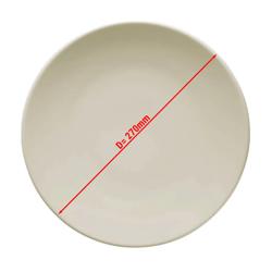 (6 pieces) Teos Flat Porcelain Dinner Plates – Ø 27 cm - Cream