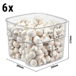 (6 stycken) CAMBRO | CAMWEAR® FreshPro behållare - 11,4 liter - transparent