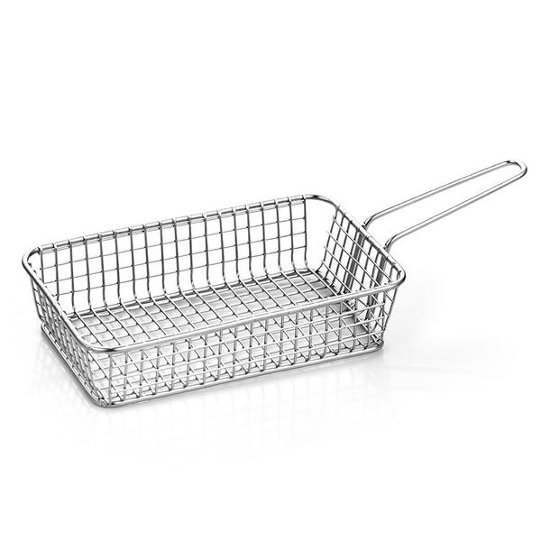 (5 pz) Cestino per Fingerfood - in acciaio inox - rettangolare - 280x160x55mm