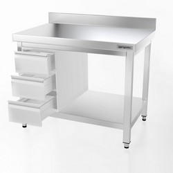 Worktable Stainless steel PREMIUM - 1000x600mm - with undershelf & upstand