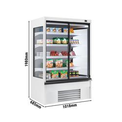 Commercial multideck display fridge - 1018mm - 341L - with 2 hinged glass doors - White
