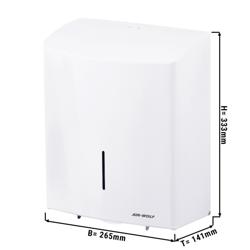 AIR-WOLF | Duplex-Çift taraflı kağıt rulo havlu dispenseri - 3 ev tipi rulo veya 1 büyük rulo için - paslanmaz çelik - beyaz