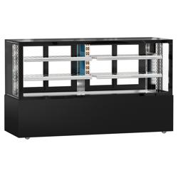 Vitrine de comptoir réfrigérée MADRID - 735L - 2000mm - Double vitrage - avec 2 étagères - portes coulissantes vitrées arrière - Noir mat
