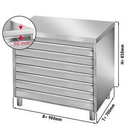 Szafka szufladowa PREMIUM z 7 szufladami na kulki z ciasta do pizzy - 900x700mm	