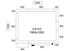 Komora chłodnicza ze stali nierdzewnej - 1500x1200mm - 2,6m³
