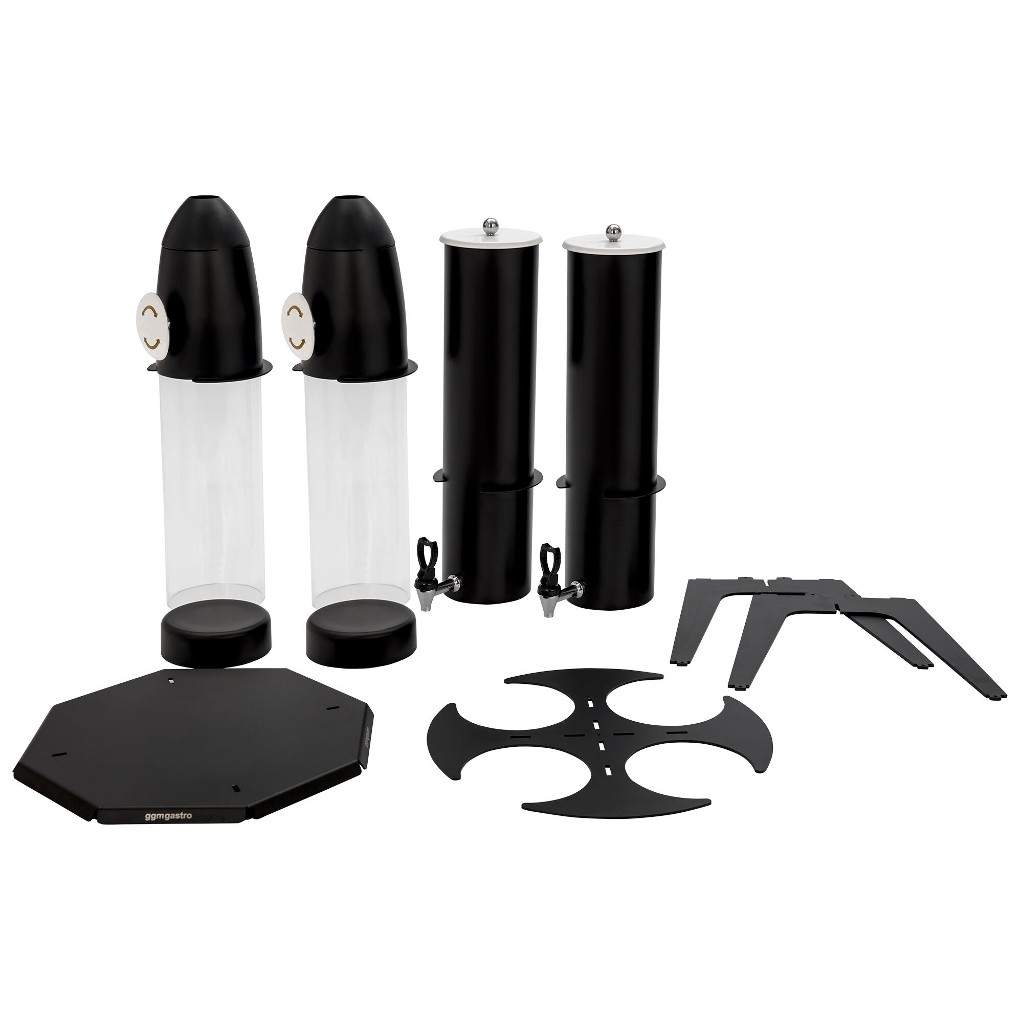 Distributeur de céréales & de lait professionnel - ROTATION - double - rotatif - Molette - Récipients en plastique - 2x 3,6L - Support en inox - Noir