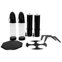 Mısır Gevreği ve Süt Dispenseri - ROTATION - çiftli - döner - Ø120mm - Siyah - Dönme Mekanizması - 2 Plastik Hazne - 2x3,6L - Paslanmaz Çelik Stand