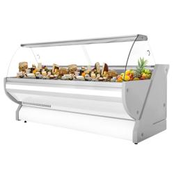 Koeltoonbank - 2965x1150mm - 570 liter - kleur wit - gebogen ruit - granitén werkblad
