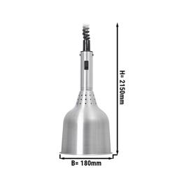 Buffet Infrared Heat Lamp - Retractable - Diameter 180mm - 250W - E27 - Cord 600–1800mm - Silver/Stainless Steel