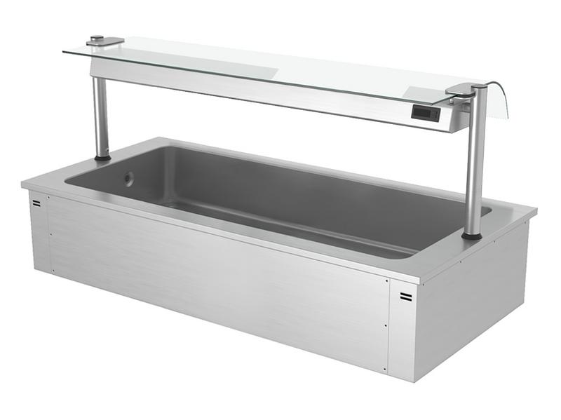 Einbau Eiswanne - 1800mm - 5x GN 1/1 - 200 Liter - mit Glas-Hustenschutz