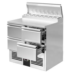 Saladette / mesa de preparação PREMIUM - 0,9 x 0,7 m - com 4 gavetas 1/2