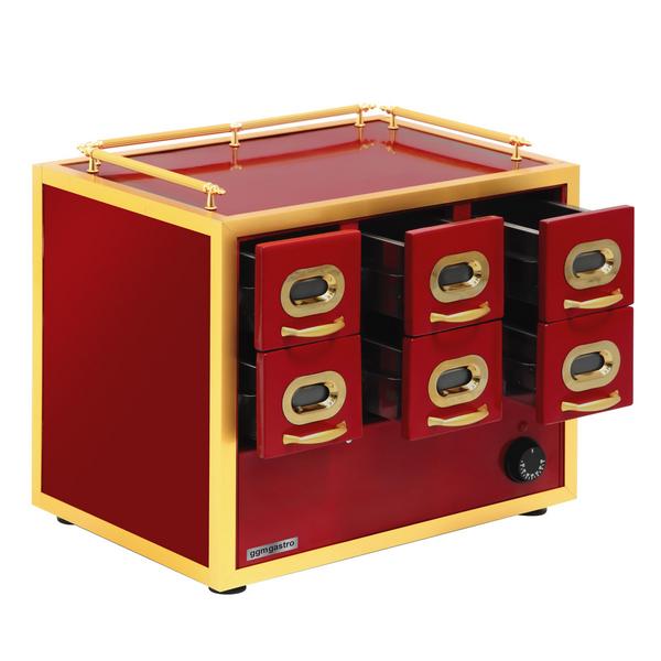 Cassettiera scaldavivande - 2x3 cassetti - per mandorle e noccioline