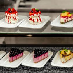 Patisserie Counter TORONTO - 1500x800mm - double glazing - granite worktop - black front - with 2 shelves