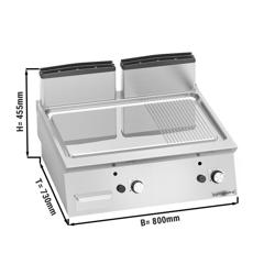 Plynová grilovací deska - 13,8 kW - Hladký & drážkovaný