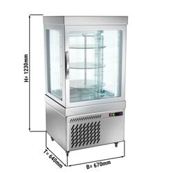 4-Sided Glass Display Fridge - 230L - 670mm - with 3 rotating shelves - 1 door - for patisserie