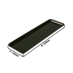 Rechthoekige presentatieplaat GN 2/4 - Zwart - BPA-vrij - 530 x 162 x 17 mm | Display bord | Toonbankschaal | Taartschaal | Toonbankplaat | Vleesschaal | Dienblad | Gebaksbord