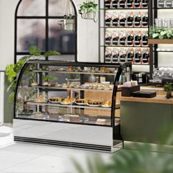 Koel- & Gebaksvitrine - 633 liter - 1800mm - dubbel glas - schuifdeuren - gebogen ruit - met 3 glazen plateaus - NL