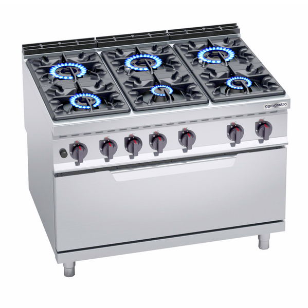 Gasfornuis - 53,5 kW - 6 branders - incl. gasoven - 12 kW