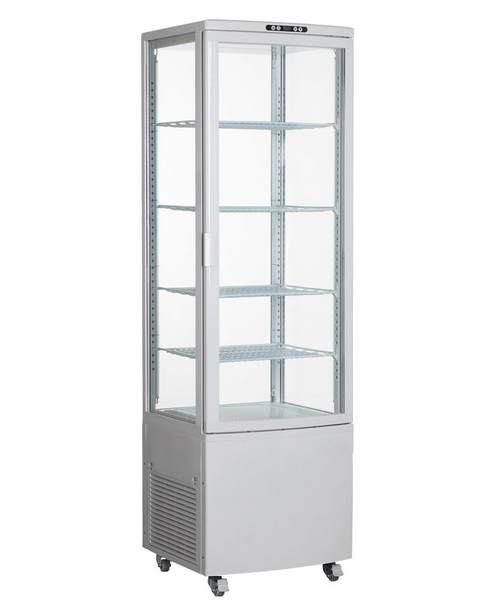 Panoramische vitrine - 235 liter - 510mm - 4 planken - Wit