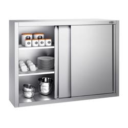 Armadio pensile in acciaio inox PREMIUM - 1000x400mm - con porte scorrevoli - 1000mm di altezza