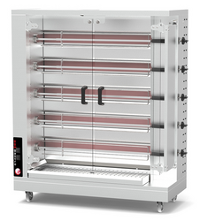 Grill de poulet à gaz - 23,5kW - avec 5 broches pour jusqu'à 25 poulets	