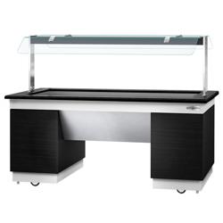 Buffet chaud DUBLIN - 2000mm - avec bain-marie - sur roulettes - pour 5x GN 1/1 - Noir
