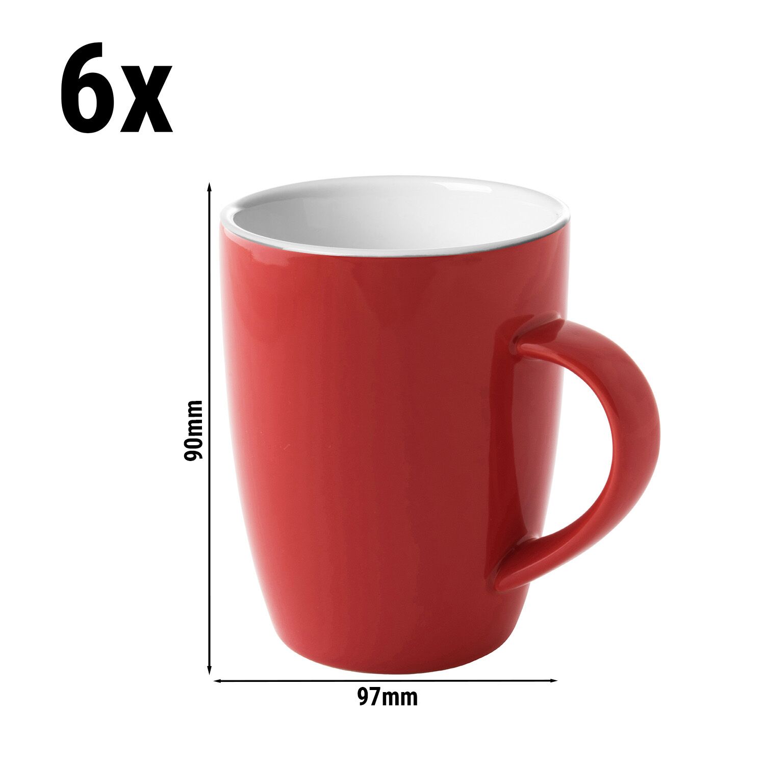(6 pièces) COLORS – Tasse à café – 180 ml – Rouge
