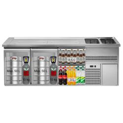 Frigider pentru bere 2,5 x 0,7 m - cu 2 uşi din sticlă şi 2 sertare 2/5 + 3/5