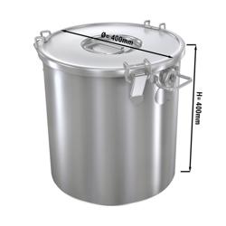 Bac alimentaire avec couvercle - inox - Ø 400 mm - 50 litres