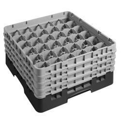 CAMBRO | CAMRACK® - Koš na sklo 1/1 se 4 nástavci - 500x500mm - 36 přihrádek - černý