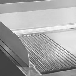 Plancha de inducción Fry top - 10,0 kW - Mixto liso/ranurado - Superficie de cocción: 800x700mm - con armario base 2 puertas