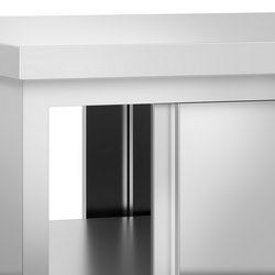 Armoire de travail en acier inoxydable PREMIUM - 1600 mm - avec passe-plat        