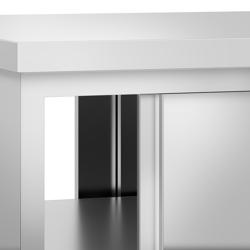 Table armoire en acier inoxydable PREMIUM - 1000x700mm - avec portes coulissantes et passe-plats