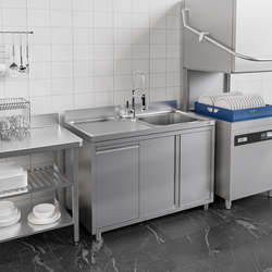 Pesuallasyksikkö - 1200x700mm -Jäteastia ja 1 allas oikealla