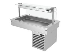 Ankastre Soğuk Havuz - 1000mm - +2/+8°C - 3x GN 1/1 - 190W - cam üst koruma ile