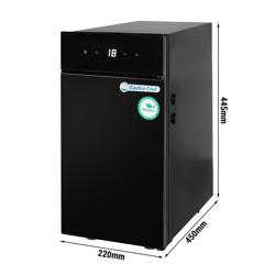 GASTRO-COOL | Réfrigérateur à lait pour machine à café - 220mm - 9 L - étroit - 1 porte vitrée - éclairage LED - affichage digital de la température - avec orifice d’alimentation en lait - Noir - 0 à +4 °C