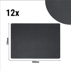 (12 st.) Bordstabletter James - elegant läderlook - 33 x 46 cm - Antracit