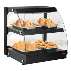 Warmhoudvitrine - 650mm - met 2 planken - Zwart