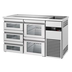 منضدة البار PREMIUM - 1550x700mm - 5 أدراج زجاجية