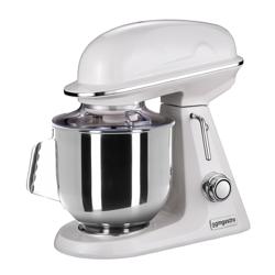 Impastatrice planetaria - da banco - 7L - 350W - 3 utensili in dotazione (gancio, spatola, frusta) - variatore di velocità - testa sollevabile - vasca estraibile - monofase - Latte bianco