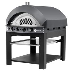 Horno de pizza a gas - 1 cámara - 11x Ø25cm - Manual - Anthrazit - hasta 400°C - incl. bastidor inferior