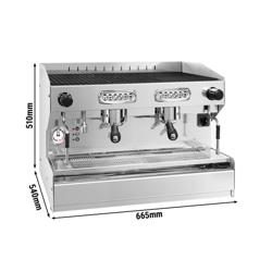 Commercial 2-Group Espresso Machine – Pre-Infusion, Plumbed-In, 3.7 kW, 220–240V - Stainless finish; 2 steam wands & hot water; Includes free beans