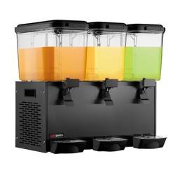 Commercial Cold Drinks Dispenser - 3x polycarbonate tanks with tap & paddle agitation - 3x 18 Litres - 700W - Black - incl. drip tray