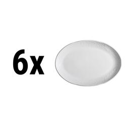 (6 ks) CLASSICO - Talíř/plato - oválný - porcelán - 320×243 mm - bílá