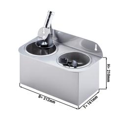 ijsschepspoeler - 312x161x210mm - met geïntegreerde waterstop-automaat & geïntegreerde straalregelaar & terugstroombeveiliging - met geïntegreerde zeefinzet - incl. zeefplaat