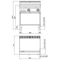 Fry Top Gas Professionale - 13,8 kW - Liscio - Superficie di cottura: 795x500mm - incl. sottotelaio