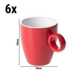 (6 piezas) BART COLOUR CAFE - Taza para café espresso - 65ml - Rojo